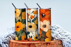Preppy Fall Floral Oil Painting Digital Paper Product Image 3