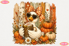 Preppy Fall Goose PNG, Autumn Pumpkin PNG Product Image 1