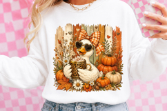 Preppy Fall Goose PNG, Autumn Pumpkin PNG Product Image 3