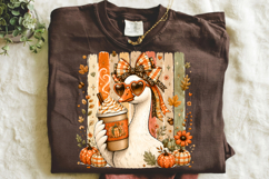 Preppy Fall Goose PNG,Coquette Fall Pumpkin Sublimation Product Image 2