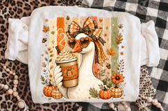 Preppy Fall Goose PNG,Coquette Fall Pumpkin Sublimation Product Image 3