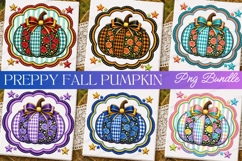 Preppy Fall Pumpkin Floral PNG Bundle, Design preppy fall Product Image 1