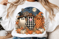 Preppy Farmhouse Halloween Ghost PNG Product Image 2