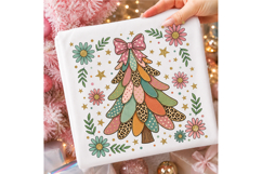Preppy Floral Christmas Tree PNG Product Image 3