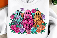 Preppy Floral Halloween Ghost PNG Product Image 1