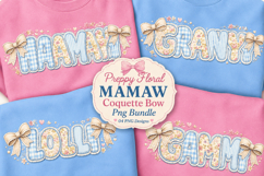 Preppy Floral Mama Coquette Bow PNG Bundle mama png, mamaw Product Image 1