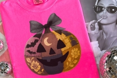 Preppy Floral Pumpkin png, Floral Patchwork png, Fall png Product Image 1