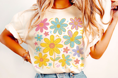Preppy Flowers PNG, Brushstroke Flowers, Flowers PNG, Floral Product Image 2
