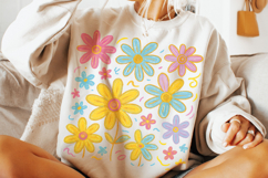 Preppy Flowers PNG, Brushstroke Flowers, Flowers PNG, Floral Product Image 3