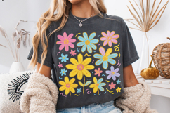 Preppy Flowers PNG, Brushstroke Flowers, Flowers PNG, Floral Product Image 1