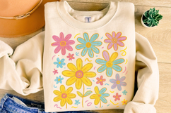 Preppy Flowers PNG, Brushstroke Flowers, Flowers PNG, Floral Product Image 4