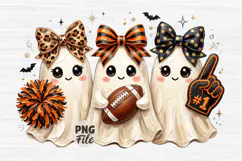 Preppy Football Halloween Ghost PNG l Coquette Ghost Bow Product Image 1