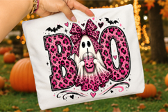 Preppy Ghost Boo PNG, Pink Leopard Ghost Coquette PNG Product Image 3
