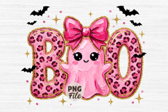Preppy Ghost Coquette Bow Png, Pink Coquette Halloween Product Image 1