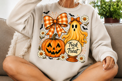 Preppy Ghost Halloween PNG, Splatter Ghost Pumpkin Png Product Image 3