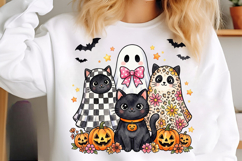Preppy Ghost PNG, Black Cat Checkered Leopard Product Image 2