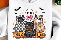 Preppy Ghost PNG, Black Cat Checkered Leopard Product Image 1