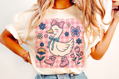 Pink Coquette Goose Png, Mama Goose Png, Checkered Goose PNG Product Image 1