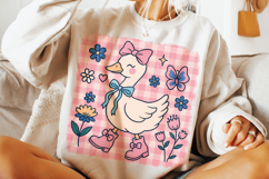 Pink Coquette Goose Png, Mama Goose Png, Checkered Goose PNG Product Image 2