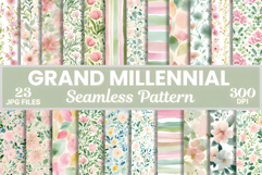 Watercolor Grandmillennial Seamless Pattern, Pastel Floral Product Image 1