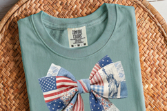 Preppy 4th Of July Coquette Bow PNG File | Faux Patchwork Product Image 3
