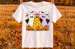 Preppy Halloween Ghost and Cat PNG, Colorful Leopard Ghost Product Image 2