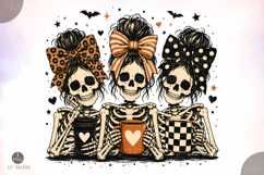 Preppy Halloween Skeleton PNG,Coquette Skull Girly Design Product Image 1