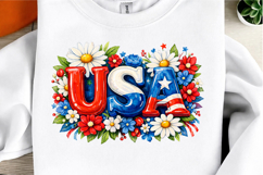 Preppy Hand Painted USA Floral PNG Product Image 1