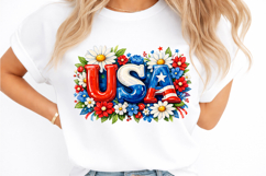 Preppy Hand Painted USA Floral PNG Product Image 2