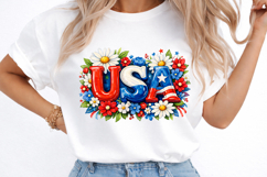 Preppy Hand Painted USA Floral PNG Product Image 3