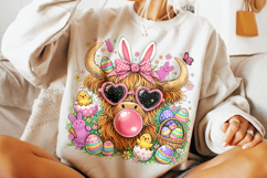 Highland Cow Easter PNG, Bunny Easter PNG, Happy Easter PNG Product Image 5
