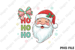 Preppy Ho Ho Santa Christmas Bow PNG Product Image 1