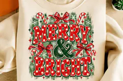 Merry & Bright Christmas PNG | Preppy Candy Cane Bow Png Product Image 2