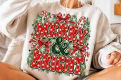 Merry & Bright Christmas PNG | Preppy Candy Cane Bow Png Product Image 3