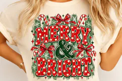 Merry & Bright Christmas PNG | Preppy Candy Cane Bow Png Product Image 4