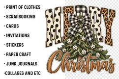Merry Christmas Leopard Buffalo Plaid PNG | Christmas Tree Product Image 2