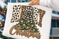 Merry Christmas Leopard Buffalo Plaid PNG | Christmas Tree Product Image 3