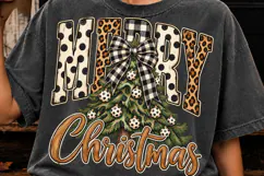 Merry Christmas Leopard Buffalo Plaid PNG | Christmas Tree Product Image 4