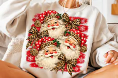 Preppy Leopard Santa Christmas PNG | Festive Bow Sublimation Product Image 3