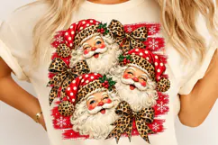 Preppy Leopard Santa Christmas PNG | Festive Bow Sublimation Product Image 4