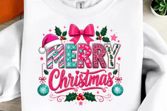 Preppy Merry Christmas PNG, Coquette Christmas png Product Image 1