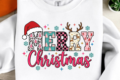 Preppy Merry Christmas Png, Retro Christmas PNG Product Image 1