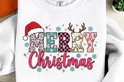 Preppy Merry Christmas Png, Retro Christmas PNG Product Image 1