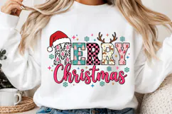 Preppy Merry Christmas Png, Retro Christmas PNG Product Image 2