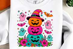 Preppy Neon Halloween Pumpkin Ghost PNG Product Image 2