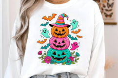 Preppy Neon Halloween Pumpkin Ghost PNG Product Image 2