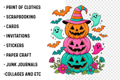 Preppy Neon Halloween Pumpkin Ghost PNG Product Image 3
