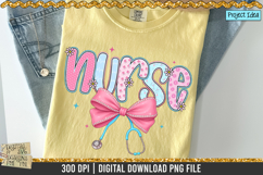 Preppy Nurse Coquette is a professional design that is available at 300dpi PNG to use for Sublimation, iron-on transfer, DTG Printing and normal printing.