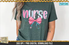Preppy Nurse Coquette is a professional design that is available at 300dpi PNG to use for Sublimation, iron-on transfer, DTG Printing and normal printing.