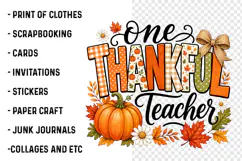 Preppy One Thankful Teacher Png, Fall Teacher Png Product Image 2